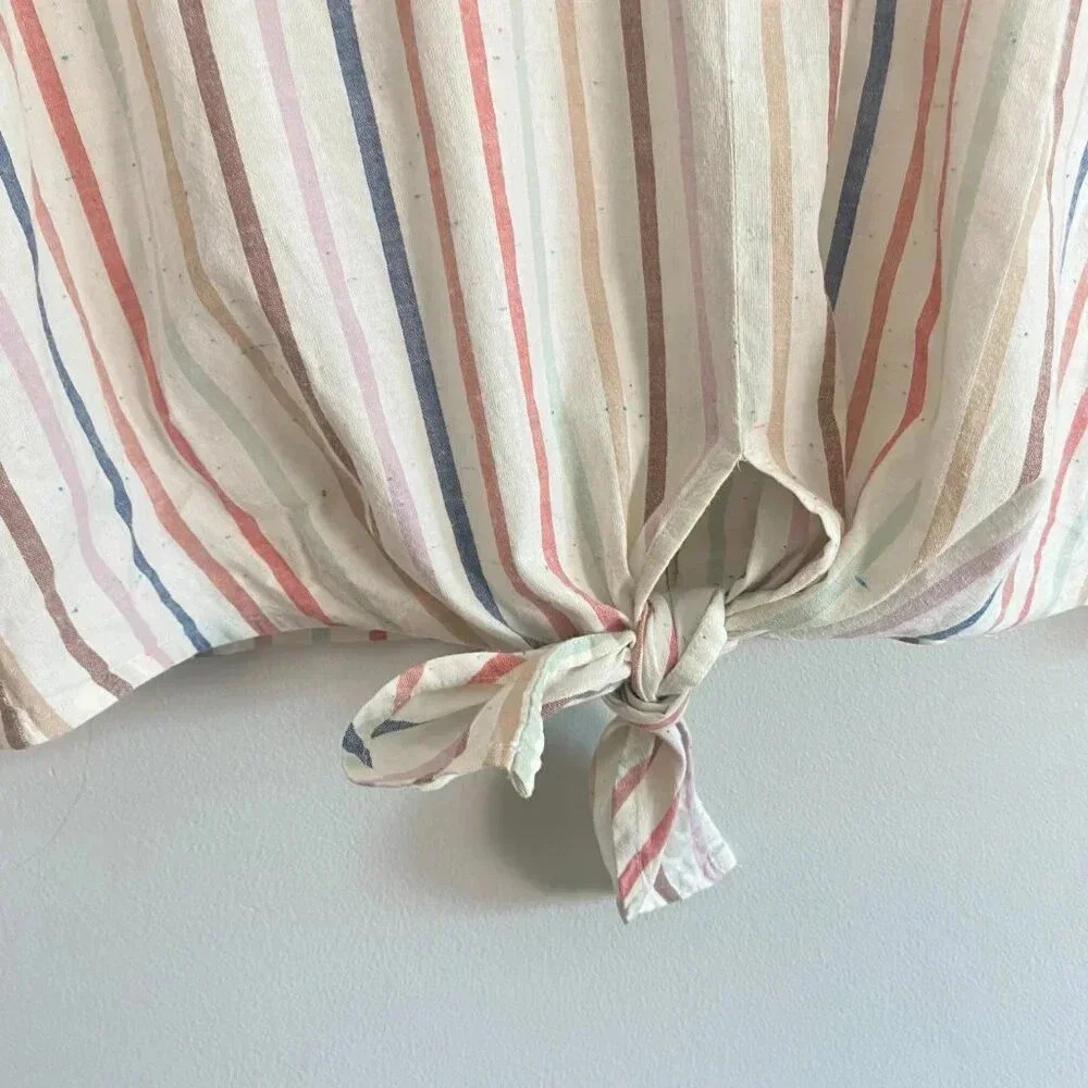 Madewell Striped Back Button Front Tie Top - Picture 5 of 16